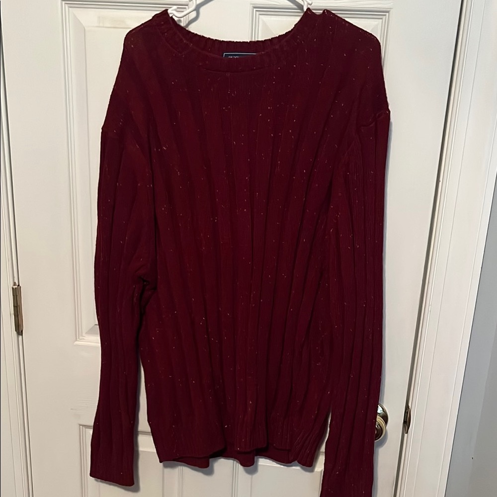 Crown & Ivy Red Crewneck Sweater Classic Cable-Knit
